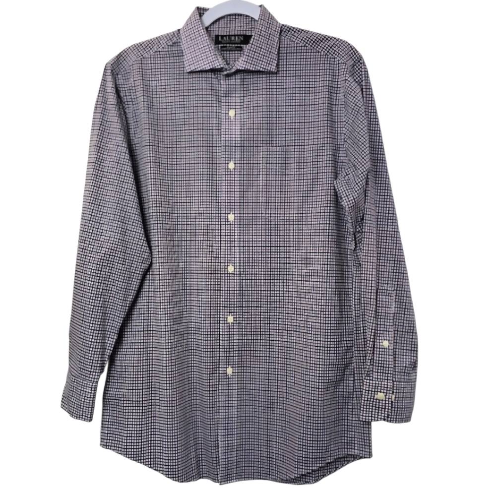 Ralph Lauren Black Label Gingham Dress Shirt 15.5 Luxury Long Sleeve Men's